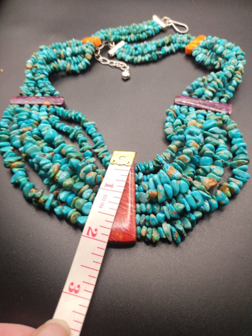 Jay King DTR mine finds Turquoise spiny oyster Statement necklace 925 Sterling S - Picture 5 of 16
